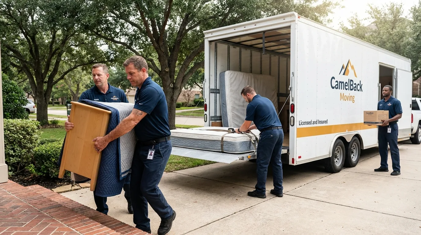 Crew loading residential truck for cross-state move from Sutherlin, OR