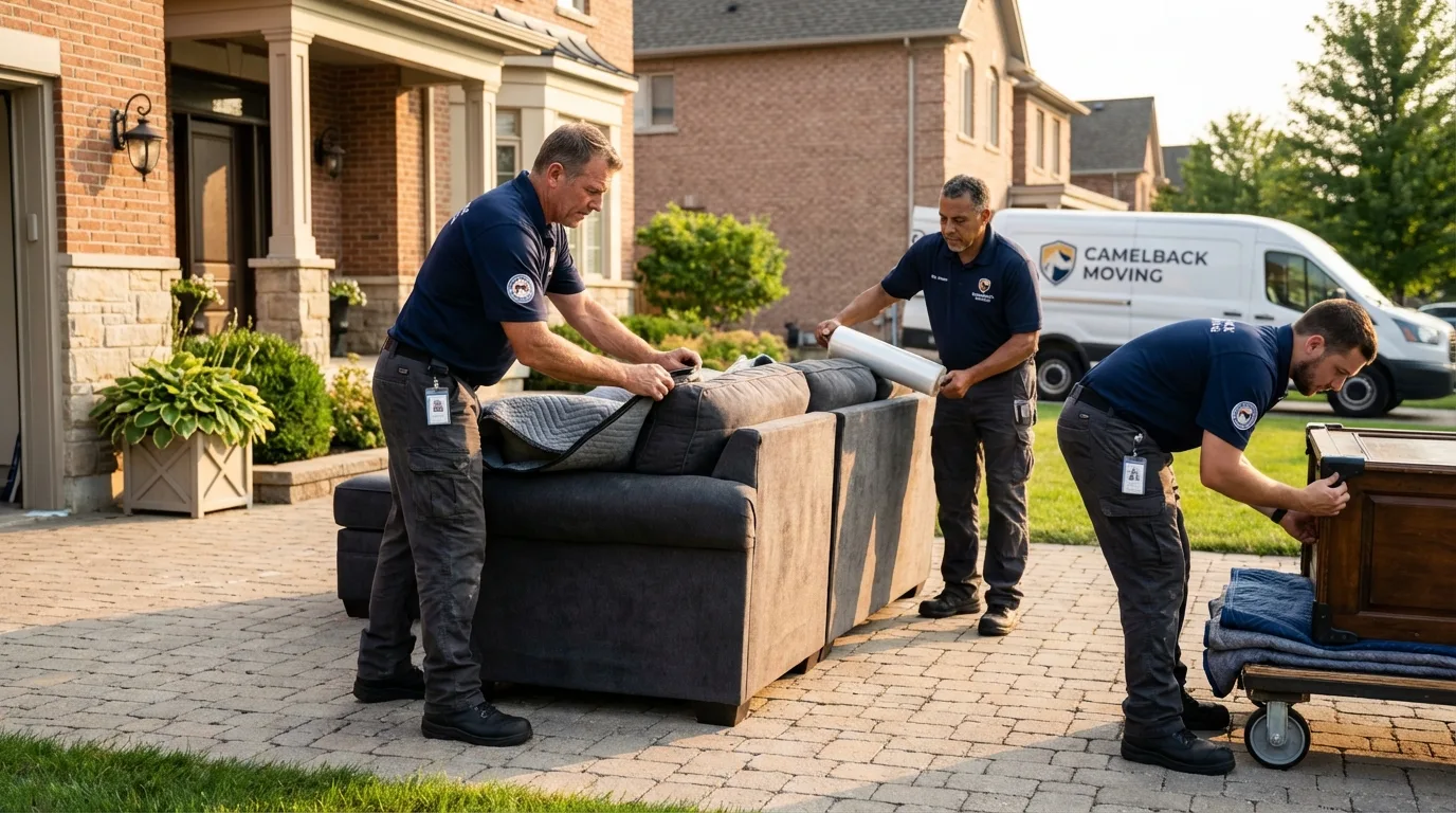 Large estate moving crew wrapping furniture in Sutherlin, OR