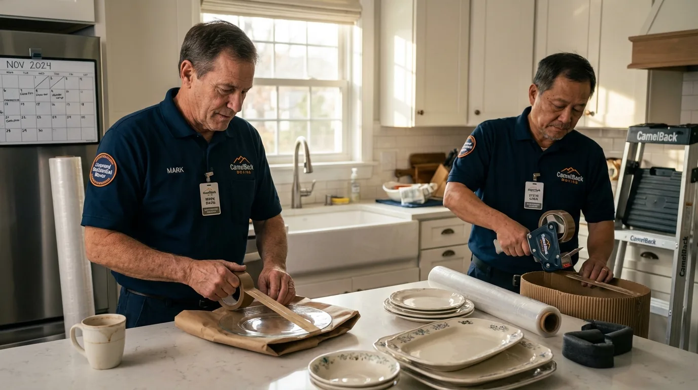 Professional crew packing kitchen dishware in Sutherlin, OR